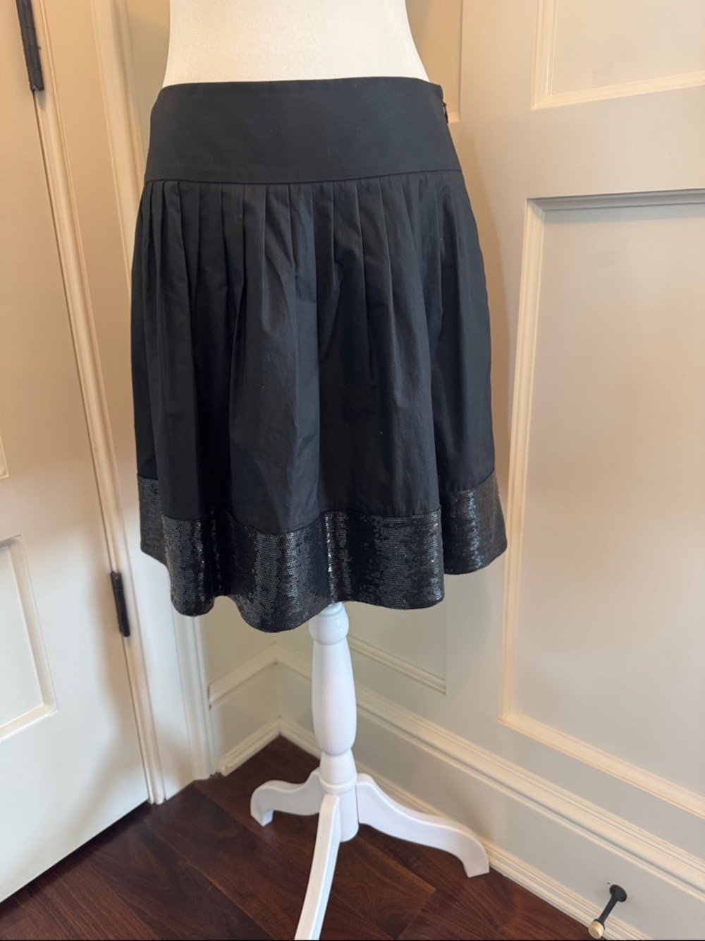 Theory Black A-Line Skirt with Sequin Hem